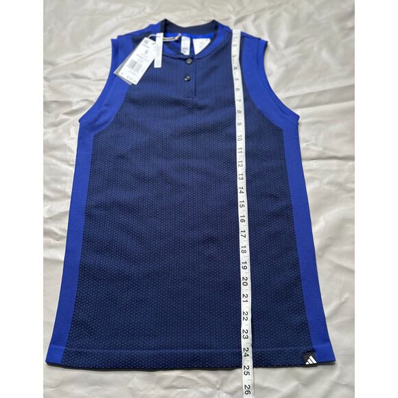 Adidas Women Small Ultimate 365 Tour Prime Knit Sleeveless Lucid Blue Golf shirt - Picture 9 of 9